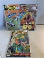 3 comic books, Aquaman, Bugs Bunny