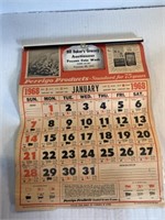 1968 advertising calendar for Bill Baker’s