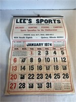1974 advertising calendar for Lee’s sports,