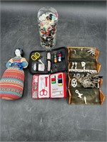 Assorted Sewing Items w/ Jar of Buttons