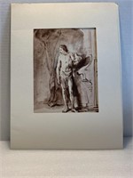 Rembrandt standing male nude print