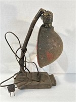 Vintage gooseneck, oxidized table top lamp