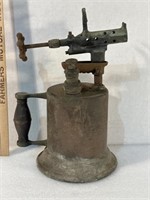 20th Century Blow torch. Brass, wood handle