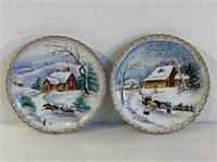 Crossed arrow CHINA two HAND PAINTED PLATES