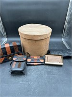 Purses w/ a Vtg Wooden Hat Box- 15 1/2"