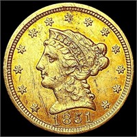 1851 $2.50 Gold Quarter Eagle NEARLY UNC