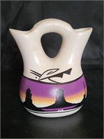 Native American Pottery Wedding Vase - Signed