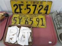 1925 NY License Plate, 1938 CA Plate++++