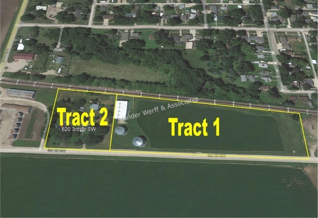 Tract 1: 4.96 acres with shop and grain bins