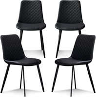 Black Dining Chairs Set of 4, Heavy-Duty Metal