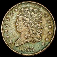 1834 Classic Head Half Cent NEARLY UNCIRCULATED