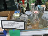 Assorted Bottles Canning Jars, Lids, Jar Rubbers +