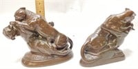 VTG. PAIR OF CAST METAL BIG CATS PANTHER BOOKENDS