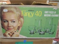 Fancy 40 Forty Piece Glassware Set. Punch Bowl Set
