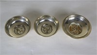 3 sterling silver coin dishes