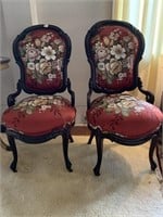 PARLOR CHAIRS 39" H X 19" W REUPHOLSTERED (ONE