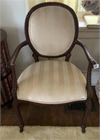 WOOD FRAME ARMCHAIR OFF WHITE FABRIC 37" H X 23"