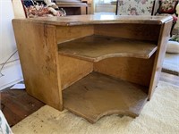 CORNER TABLE W/ 2 LOWER SHELVES SOLID WOOD GREAT