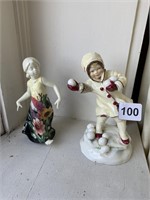 OLD TUPTON WARE FIGURINE AND SNOW GIRL HAS