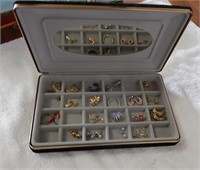 Assorted Earrings in Divided Jewelry Box w/ Mirror