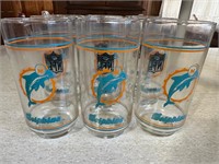 Lot of 9 Miami Dolphins Glasses