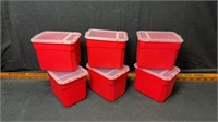 Red plastic containers