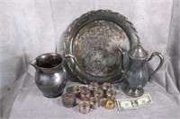 LOT of Silver and Pewter. Pitcher. Camille Teapot