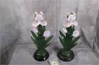 Two Iris Art Statues. Ceramic 16" Mother's Day