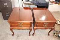 Pair of Hammary End Tables. Drawers. N. Carolina