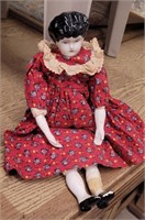 Porcelain China Doll w Red Dress
