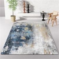 CHOSHOME Washable Rug 8'x10' Abstract  Blue