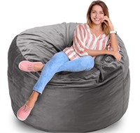 3' Bean Bag: Memory Foam  Soft Sofa-3624Grey