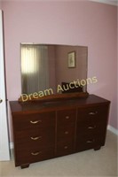 Wooden Dresser & Mirror 56x18x64 to top of mirror