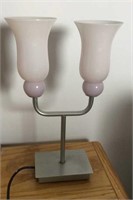 Table Lamp, Light Pink Shades 18.5” Tall