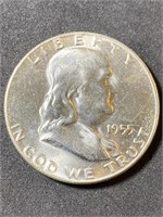 1955 Ben Franklin Silver Half Dollar