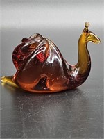 Amber Blown Glass Snail 4½ X 2½ X  2¾ in.+