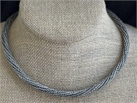 Heavy Sterling Silver Necklace w/ Woven Chains