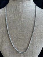 Vtg Italy Sterling Silver Rope Chain Necklace