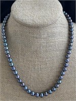 Handknotted Black Pearl Necklace with Sterling