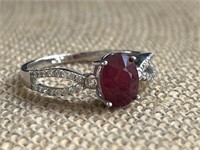 Sterling Silver Ring w/ Ruby