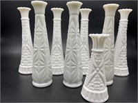 (8) Milk Glass Bud Vases