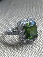 Sterling Silver Ring with Green Amethyst and