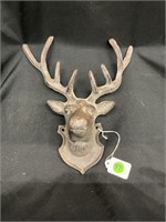 Cast iron deer head with antlers wall decor