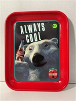Coca-Cola polar bear metal serving tray - 13 1/4"