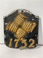 1752 firefighter cast aluminum sign - 10 1/2“ x