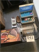 Assorted item lot- cooking, jewelry box, and