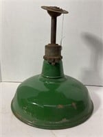 Industrial vintage 14” porcelain hanging light