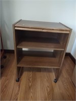 Wooden Microwave Stand w/ 2 Shelves on Wheels