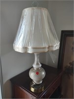 Antique white and gold ceramic lamp with cream