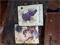2 slate pictures /grapes/water